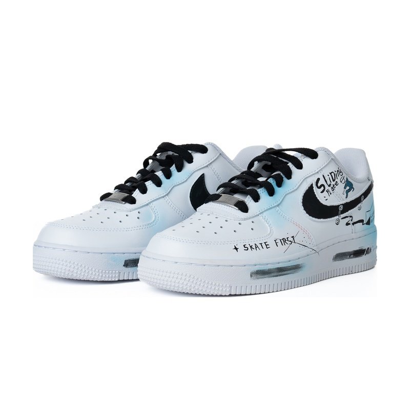 Custom Air Force 1 Shoes Black White Skate Culture - Image 3