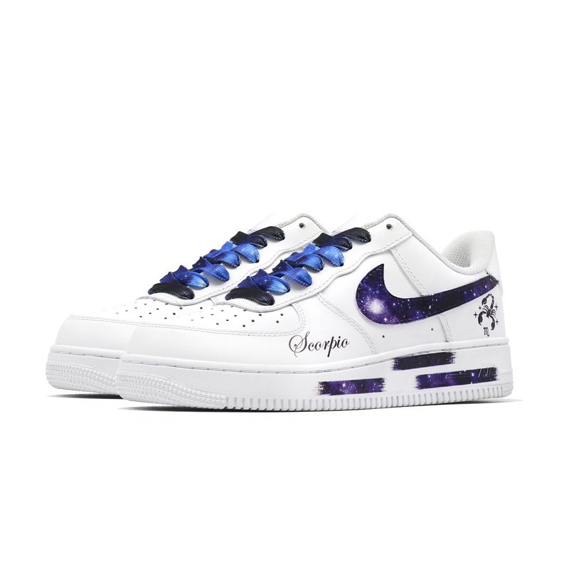 Custom Air Force 1 Shoes Blue White Scorpio Galaxy - Image 3