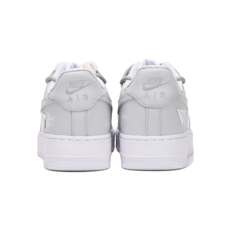 Custom Air Force 1 Shoes Gray White Paper Plane - Image 4