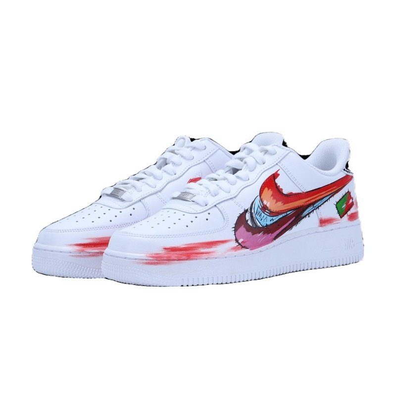 Custom Air Force 1 Shoes White Red Color Clash - Image 3