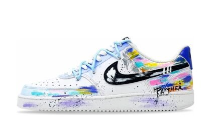 Custom Court Shoes Black White Colorful Panther