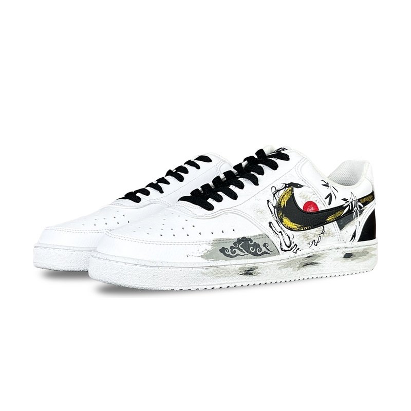 Custom Court Shoes White Black Cloud Sun - Image 3