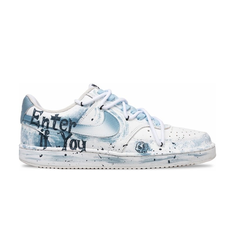 Custom Court Shoes White Black Splatter Horror - Image 3