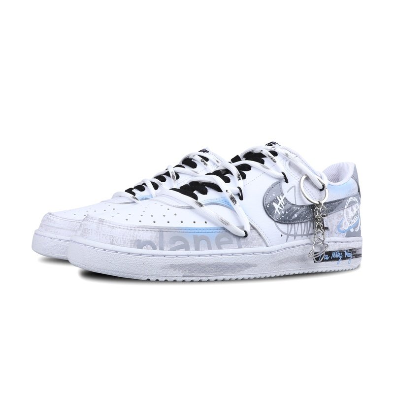 Custom Court Shoes White Blue Milky Way - Image 3