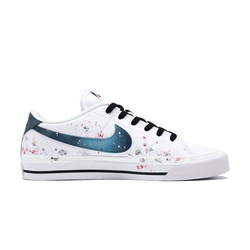 Custom Court Shoes White Gray Ink Koi - Image 2