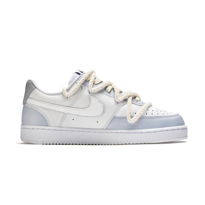 Custom Court Shoes White Gray Vintage Romance - Image 2