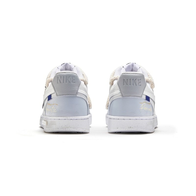 Custom Court Shoes White Gray Vintage Romance - Image 4