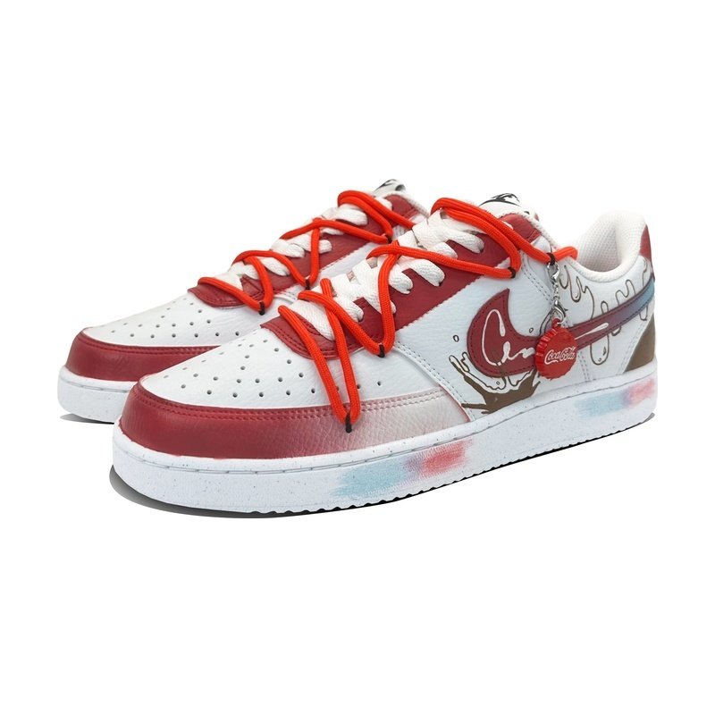 Custom Court Shoes White Red Cola Splash - Image 3