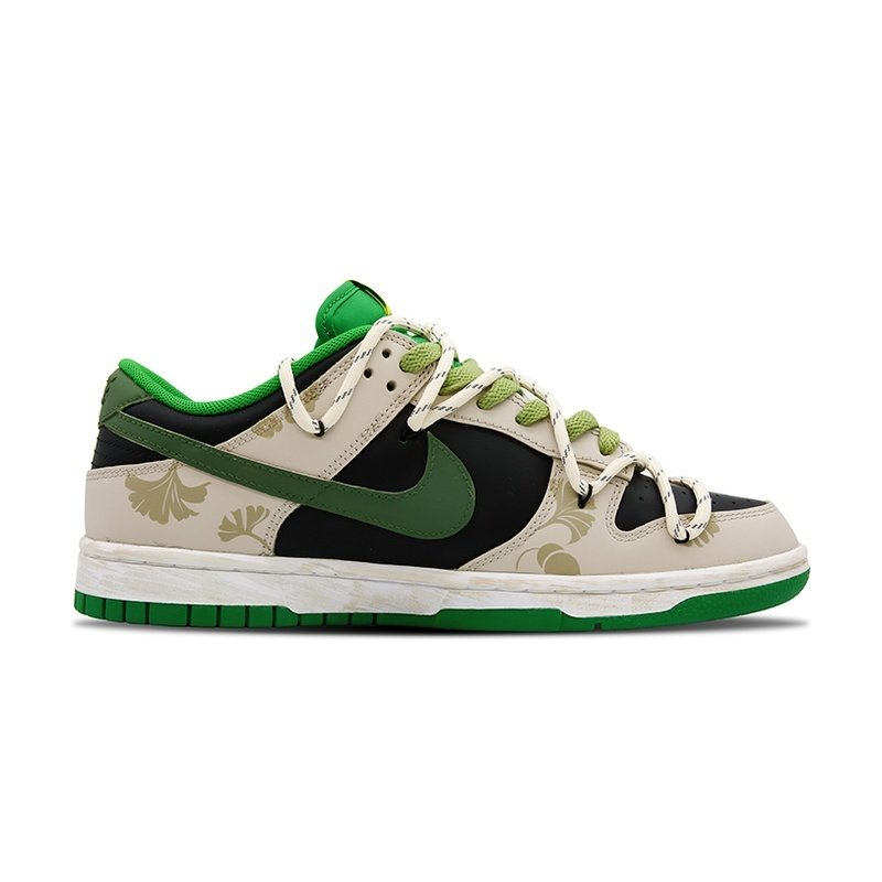 Custom Dunk Shoes Beige Green Autumn Ginkgo - Image 2