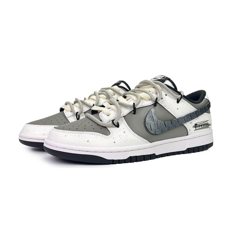 Custom Dunk Shoes Gray White Firestone Source - Image 3