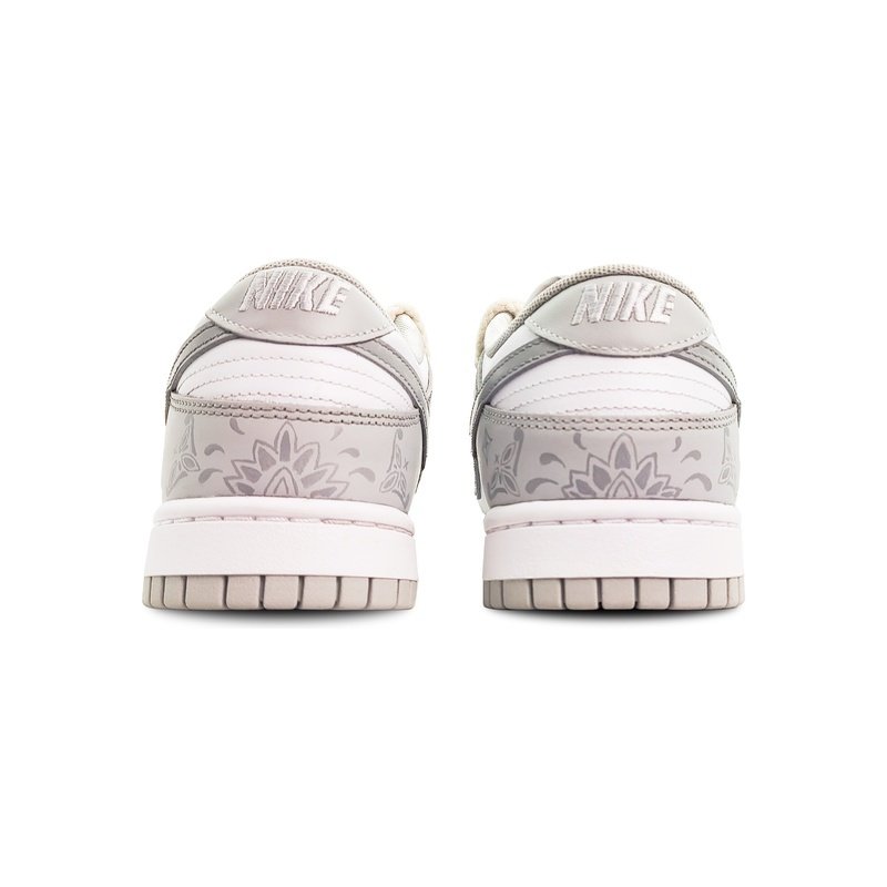 Custom Dunk Shoes Gray White Paisley Whisper - Image 4
