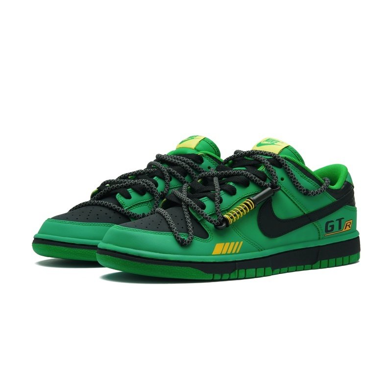 Custom Dunk Shoes Green Black Street Rebel - Image 3