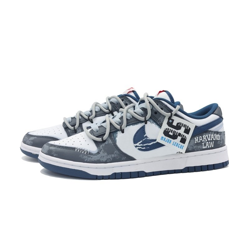 Custom Dunk Shoes Navy Blue Harvard Law - Image 3
