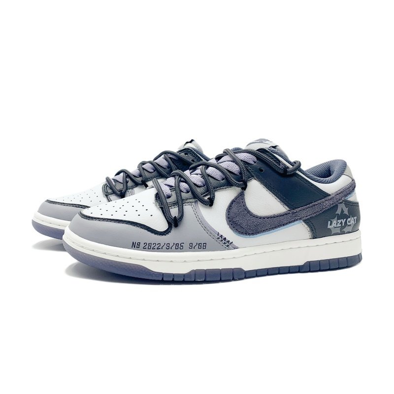 Custom Dunk Shoes Purple White Lazy Cat - Image 3