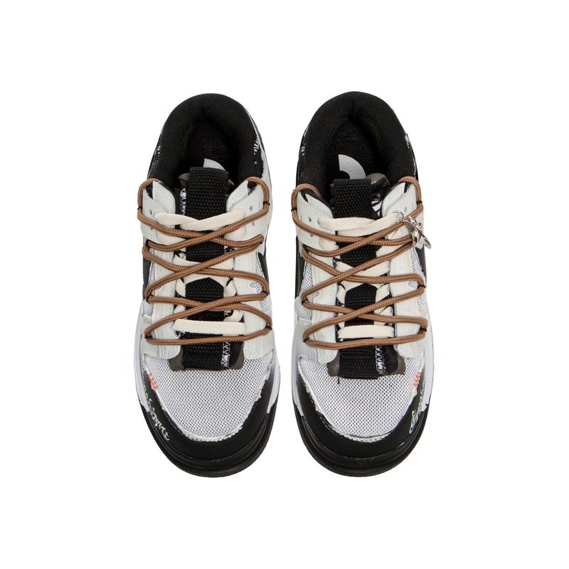 Custom Dunk Shoes White Brown Cross Pattern - Image 4