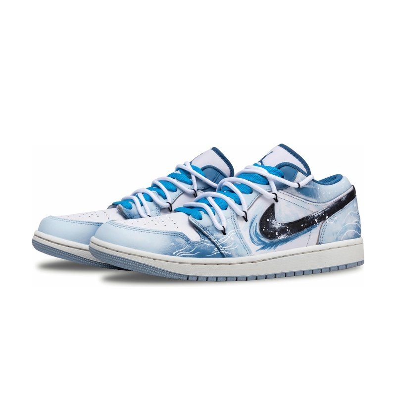 Custom Jordan Shoes Blue White Cool Wave - Image 3
