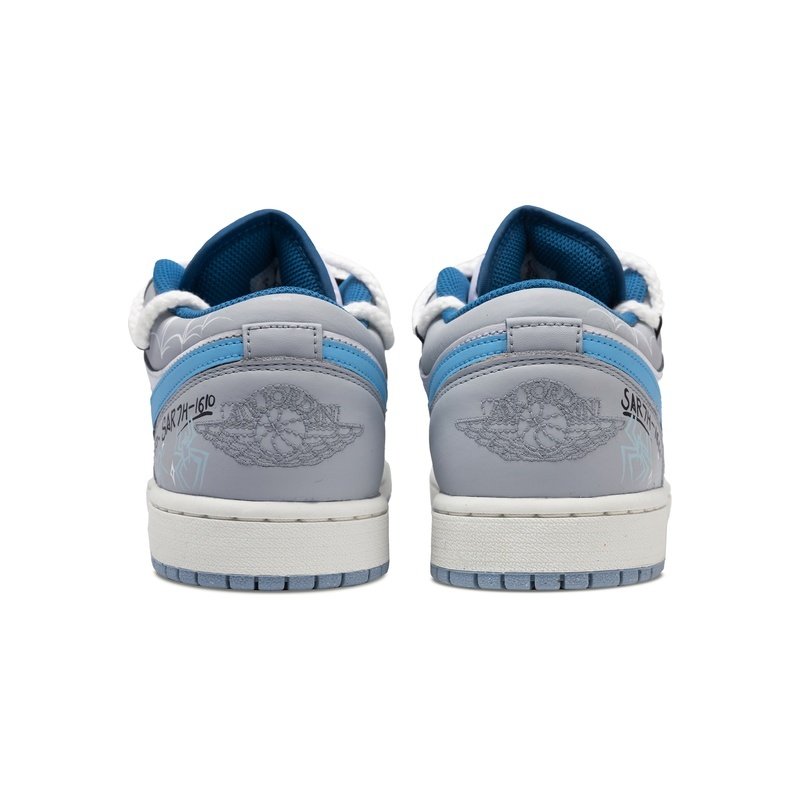 Custom Jordan Shoes Blue White Spider Web - Image 4