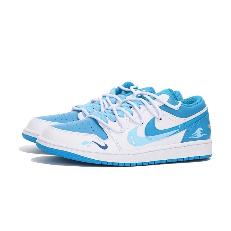 Custom Jordan Shoes Cyan Gray Ocean Breeze - Image 3