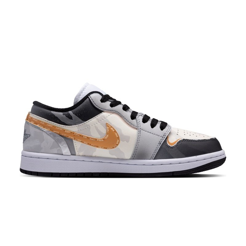 Custom Jordan Shoes Gray Orange Camo Fusion - Image 2