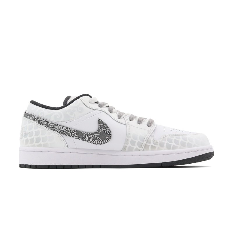 Custom Jordan Shoes Gray Silver Dragon Scale - Image 2