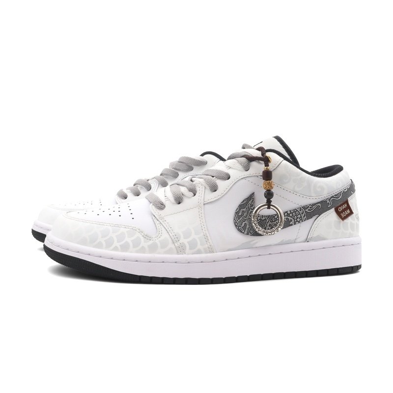 Custom Jordan Shoes Gray Silver Dragon Scale - Image 3