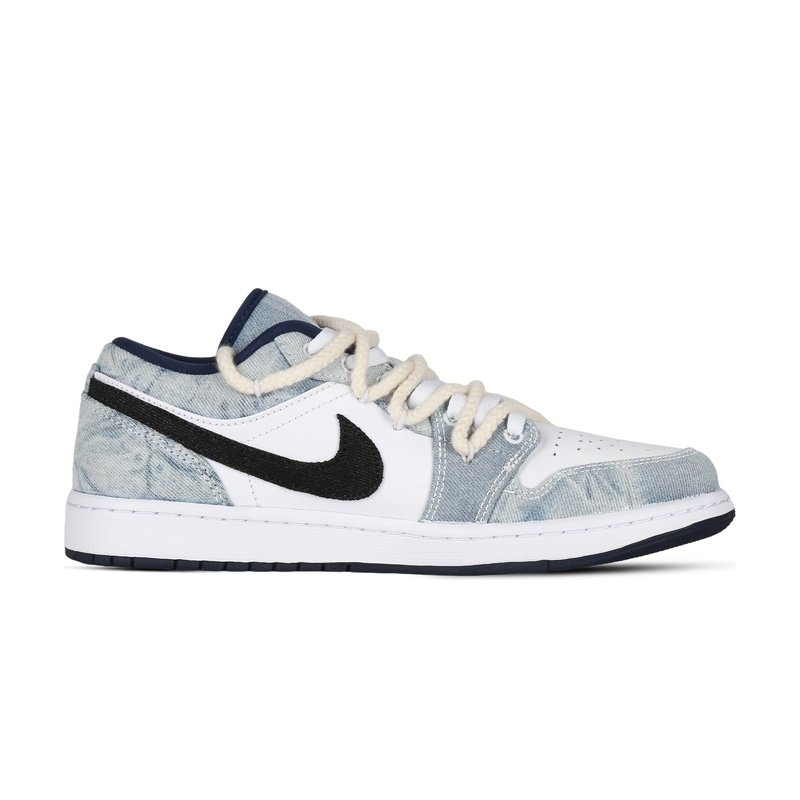 Custom Jordan Shoes White Blue Denim Street - Image 2