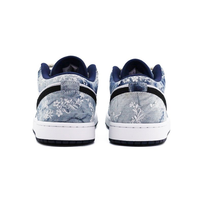 Custom Jordan Shoes White Blue Floral Denim - Image 5